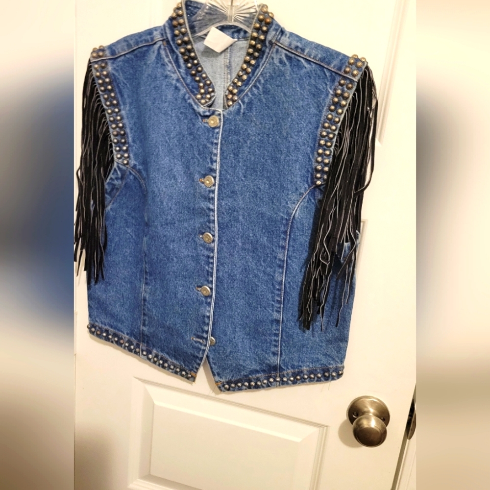 Denim w/Blk Fringe Top